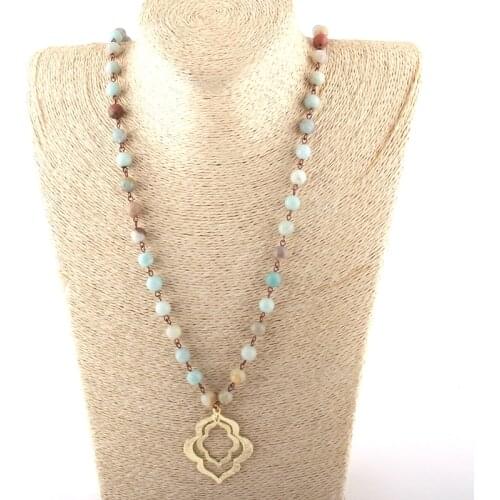 Free Shipping Fashion Amazonite Stones Bohemian Tribal Jewelry Lip Pendant Necklace