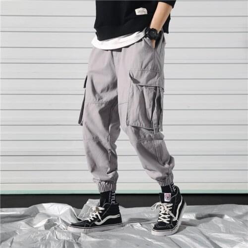 Men Hip Hop Cargo Pants Nice Man Multi-Pockets Overalls Casual Ribbons Streetwear Joggers Pants Men Original Design Harem Pants