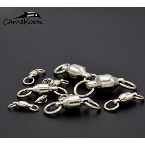 CAMEKOON 20/50/100Pcs Fishing Swivel Heavy Duty Ball Bearing Fishing Connector Rolling Stainless Steel Solid Ring Hook Connector