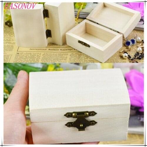 EASONOV new Creative Rectangular wooden box Handmade Craft Jewelry Case Cosmetic storage DIY Wooden Decoration