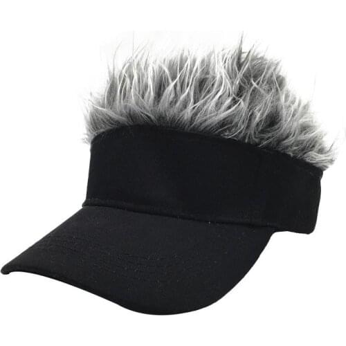 Fake Hair Wig Sun Cap for Men and Women Funny Cool Hip Hop Cap Short Melon Cap Solid Color Skullcap Baggy Retro Ski Fisherman ED
