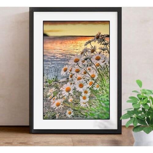 Full Drill Square Diamond Painting Flower Picture Of Rhinestone 5D Diamond Embroidery Seaside Diamond Mosaic Decoration