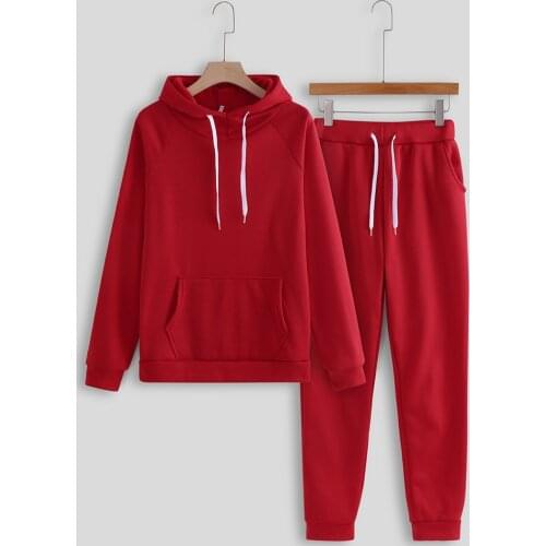 Fashion Women Solid Hoodies Two Pieces Set Tracksuits Autumn Fleece Hooded Sweatshirt Long Sleeve Hoodie Sport Pants Suit #F