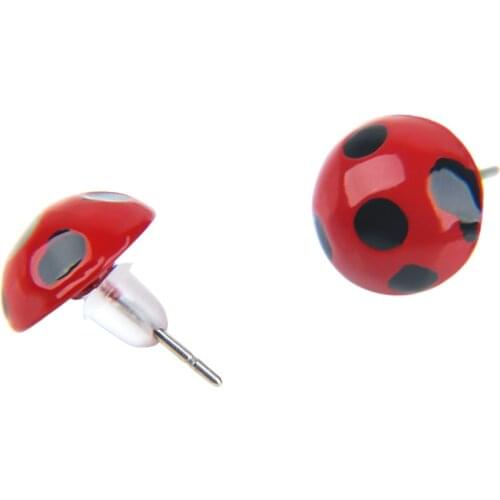 Creative Lovely Ladybug Shape Stud Earring Kawaii Cartoon Girls Ear Accessories Fashion Jewelry Gifts For Women 1Pair