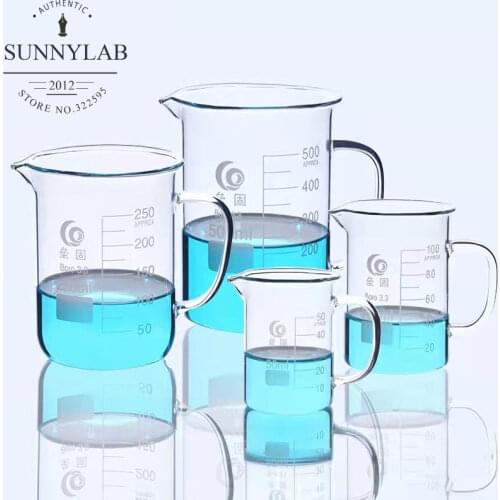 1Pc/lot 500ml/1000ml/2000ml Glass beaker with handle for Chemistry Glassware