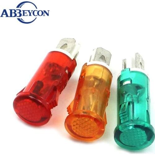 ABBEYCON 10mm 220v mini indicator switch signal light fire alarm strobe lights indicator lamp 100pcs/lot
