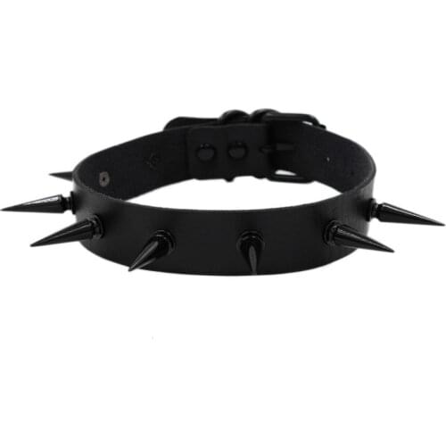 2020 Fashion Punk Black Leather Sexy Rivets Choker Collar Leather Bondage Goth Women Harness Gothic Necklace Festival Jewelry