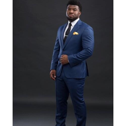 Fashionable Blue Groom Tuxedos Notch Lapel Groomsmen Men Blazers Suits (Jacket+Pants+Tie) NO:367