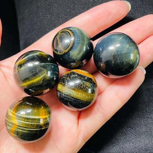 Natural Blue Tiger Eye Rare Sphere Healing Reiki Stones Gemstone Crafts Minerals 1PC