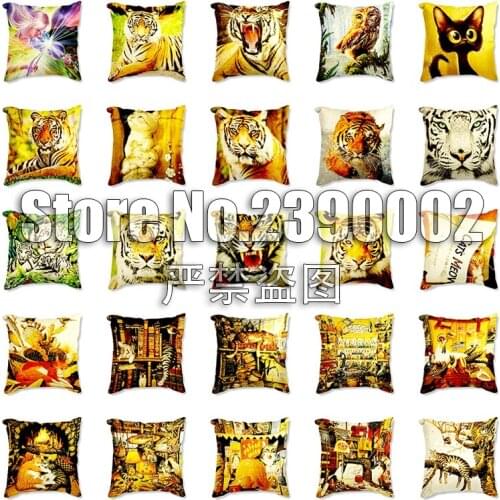 Animals Sleeve Cushion Pillowcase Polyester Pillowcase Bed Decorative Pillowcase Home Hotel tiger Decorative Backrest Pillowcase