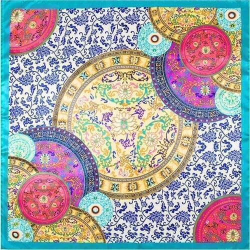 90cm * 90cm spring and the new blue and white porcelain lady silk scarf scarf simulation