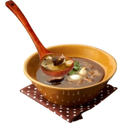 Natural Wooden Soup Spoon Healthy Eco-Friendly Long Handle Tableware Kitchen Accessories Cooking Tools