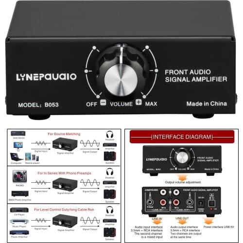 Portable Stereo Sound Amplifier Headphone Speaker Amplifier Audio Booster with Volume Adjustment