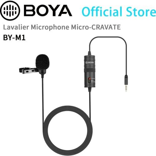 BOYA BY-M1 Universal Clip-On Lavalier Condenser Broadcast Microphone for Canon DSLR Camcorder iPhone Smartphone Video Vlog
