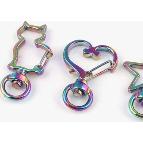 Rainbow Swivel Clasp Metal Trigger Snap Hook Push Gate Lobster Clasp Key Chain Key Ring Purse Clasp Hardware Jewelry Finding