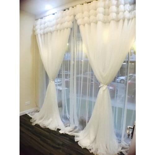 Luxury Princess Style White Curtains for Living Room Lantern Romantic Curtains Guaze Tulles Voile Fabrics for Kids Girls Bedroom