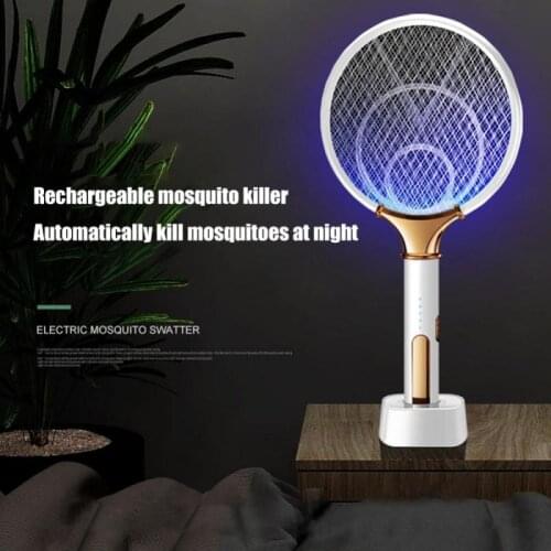 3000V Electric Mosquito Swatter with UV Light 2 in 1 Electric Flies Swatter Killer LED Lamp Summer Mosquito Trap Racket