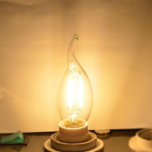 E14 220V 4W 8W C35 Bulb LED Filament Candle Light Pointed/Pull tail Retro Antique Lamp Style Cool Warm LED Bulb Filament Vintage