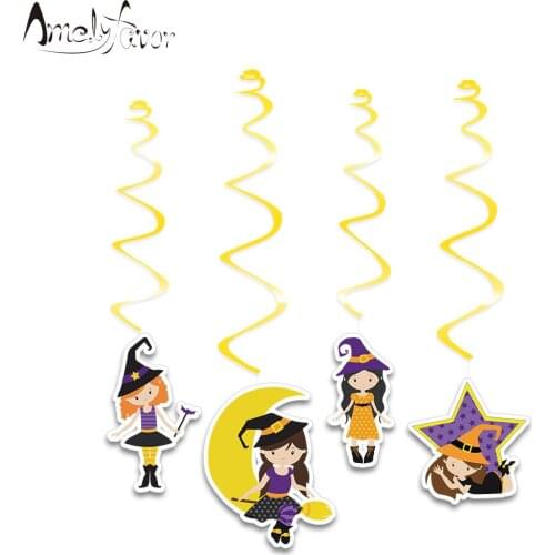 Halloween Theme Series 4 Ceiling Hanging Swirl Decoration magic Witches moon star Halloween Party Decorations Supplies