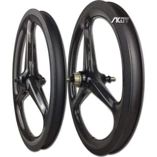 16 349 Three Spoke Carbon Wheels 74mm/112mm V Brake 3 Speed BMX Carbon Wheels for Brompton / Fnhon Gust Folding Bike Wheelset 16
