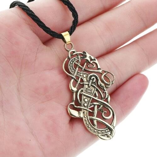 Viking Knot Norse Dragon Necklace Pendant Vintage Slavic Jewelry Accessories Handmade Choker Necklace Gift
