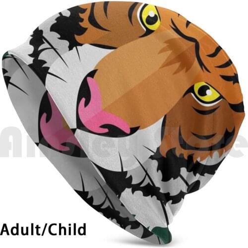 Tiger Head Beanies Knit Hat Hip Hop Tiger Face Animal Cat Big Cat Vector Redneck And Stupid Orange And Black