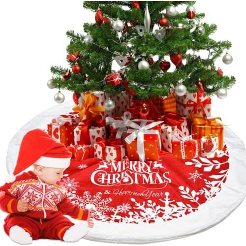 90/120CM Christmas Tree Decor Red Christmas Tree Skirts Snowflake Skirt for Christmas Tree Xmas Decorations New Year 2022