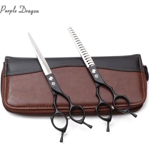 Z9029 7" JP 440C Black Straight Shears Thinning Shears Dog Scissors Grooming Scissors Professional Pet Scissors Animal Clippers