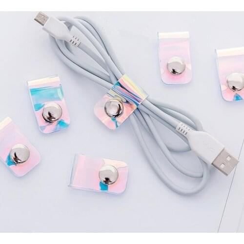 3pcs Portable USB Date Cable Tie Clip PVC Cellphone Laptop Tablet Computer Line Cable Winder Earphone Clip Tying String