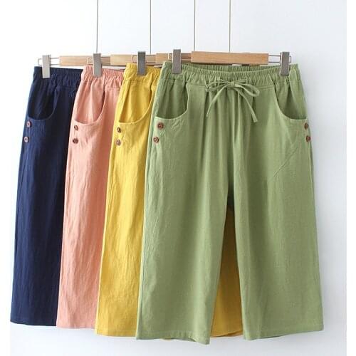 Plus Size pants with pockets Elastic waist Candy color loose and comfortable trousers under 220 pounds for fatlady wear summer