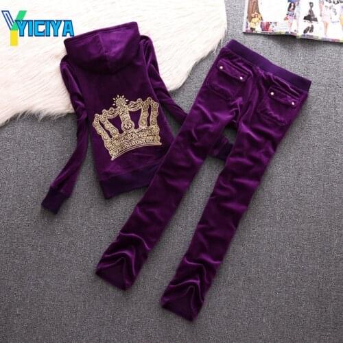 YICIYA 2021 Velvet sports suit women casual self-cultivation two-piece yoga set tracksuit women y2k trousers met pants crop top