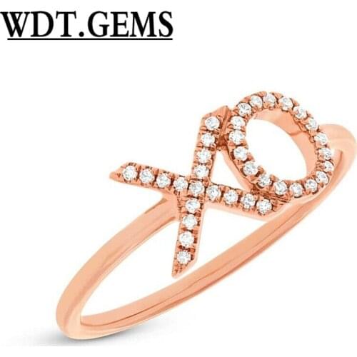 10K White Gold Diamond XO Ring Hugs Kisses Statement Womens Cocktail Fashion