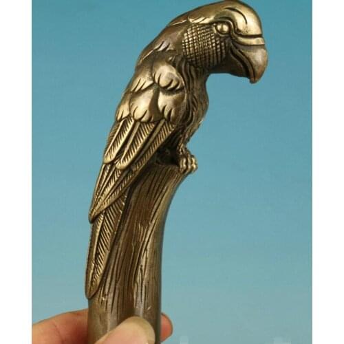 Animal eagle head pure copperGothic Old Brass Handmade Parrot Statue Cane Walking Stick Head Umberlla Handle
