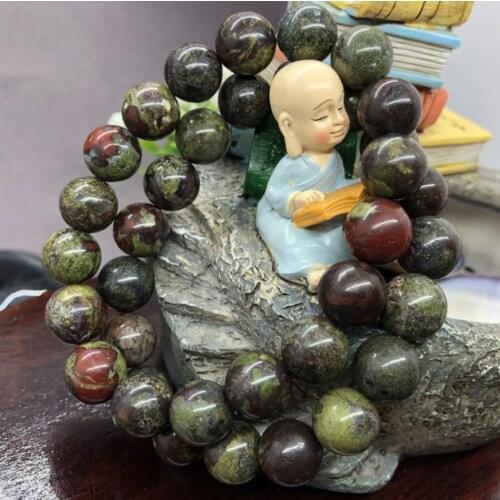 1pcs 12mm Dragon Blood Stone Gemstone Lucky Bracelet Bead yoga Chakas Buddhism Wrist pray men cuff Unisex Spirituality Healing