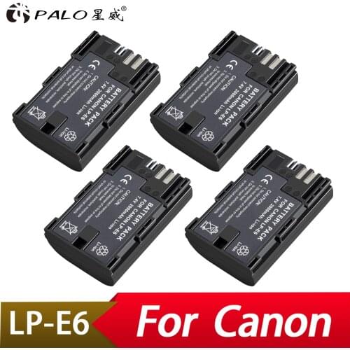 PALO 4pcs 2000mAh LP-E6 LP-E6N LP E6 Rechargeable Camera Battery For Canon EOS 5DS R 5D Mark II 5D Mark III 6D 7D 80D EOS 5DS R