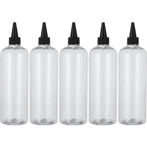 5 Pieces Plastic Empty Squeeze Bottles With Twist Cap Tip Applicator for Liquid , Painting, Glue Bottle - 500ml