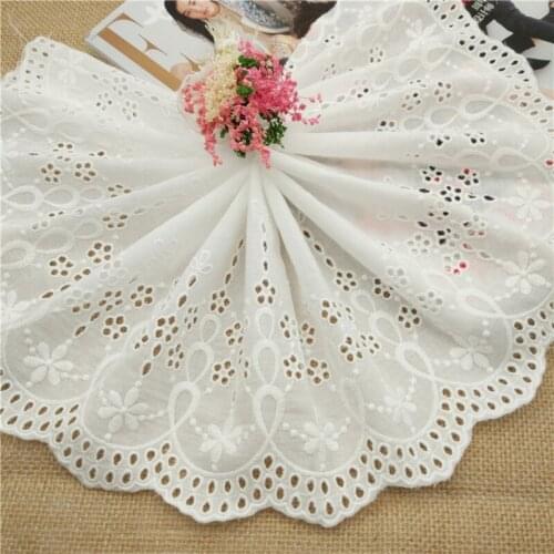 5yards 17cm White hollowed Cotton Cloth Embroidery lace trim Fabric DIY sewing clothing stitching skirt decorative accessories