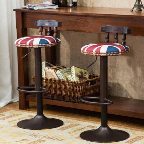 900 Bar Stool Solid Wood Bar Chair Lift Rotating Bar Stool Retro Front High Stool American Bar Chair