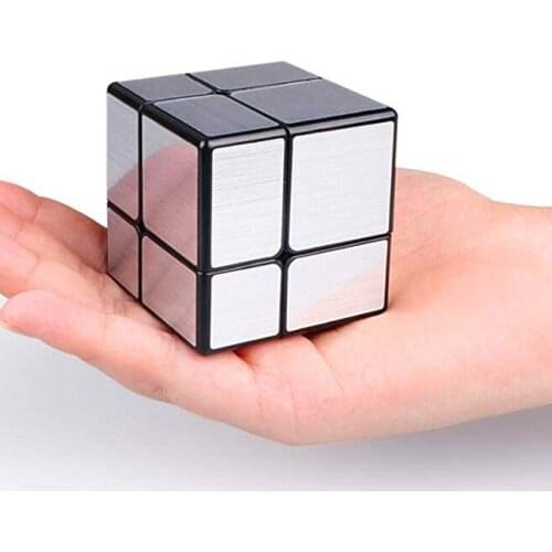 CuberSpeed 2x2 Mirror Black Body with Silver Magic Cube Mirror Silver Blocks 2x2x2 Speed Cube