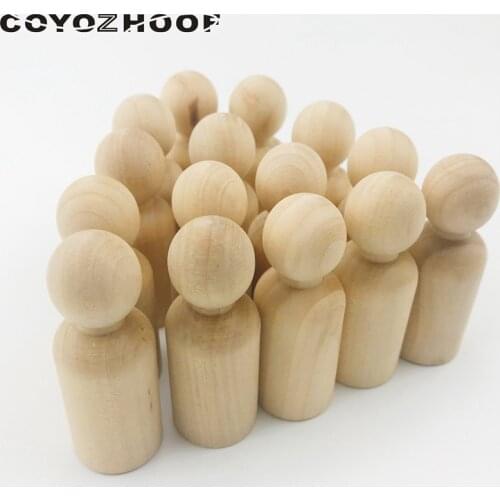 Hot Sale 100Pc Unfinished Wooden Peg Dolls People Peg Dolls Wooden Family DIY Crafts Cake Topper Kid Printed Party Wedding Decor