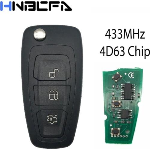 3 Buttons Fob Modified Flip Folding Remote Car Key 433 Mhz For FORD Focus Fiesta Mondeo With HU101 Blade 4D63 Chip