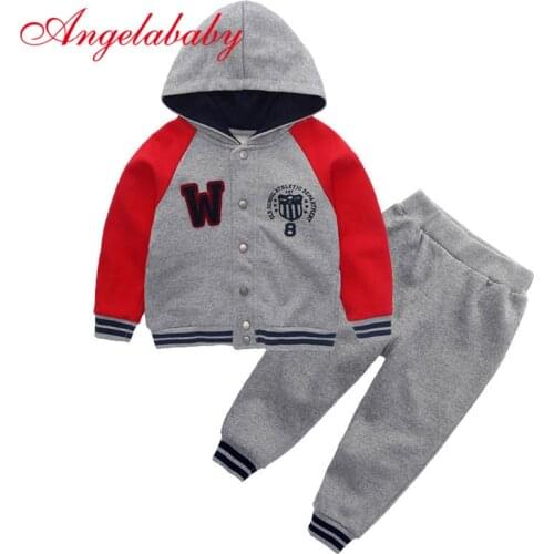 2021 children clothing sets Spring and Autumn New cotton Sportswear Hooded top + trousers 2 pcs sets clothes for 1-5 Yrs kids