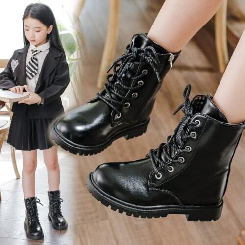 Girls' Short Boots Winter 2021 New British Style High Top Childrens Martin Boots Girls Single Boots Back To School Shoes Chic
