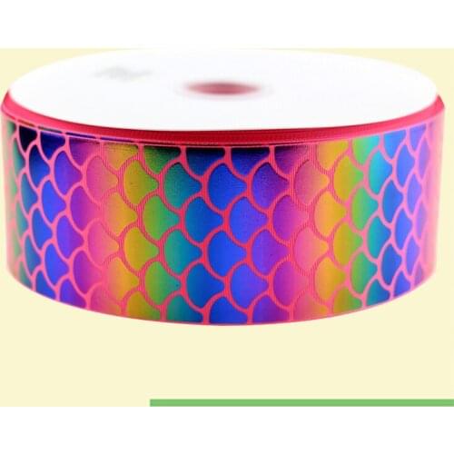 3" inch 75 mm 7.5cm red based colorful based foil laser scales free shipping printed grosgrain ribbons for gift decoration