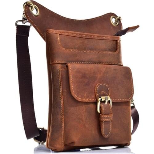 Men Waist Belt Bags Drop Leg Bag Genuine Leather Hip Bum Motorcycle Bags Male Thigh Fanny Pack Travel Messenger Shoulder Bags