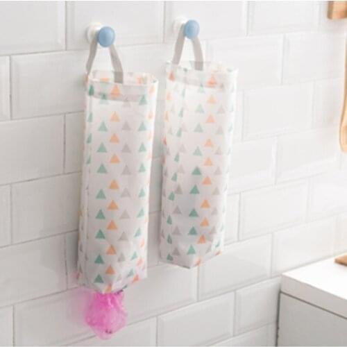 Home Grocery Bag Holder Wall Storage Dispenser Kitchen Organizer Oxford Cloth Hanging Garbage Storage Packing Pouch Hanging Bags