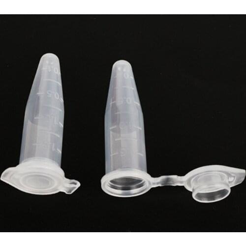 100PCS 1.5ml Lab Mini Plastic Test Tube Centrifuge Vial Snap Cap 42x11mm Clear