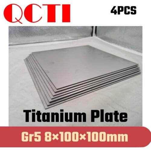 4pcs Gr5 Titanium Alloy Plate Ti Sheet 8*100*100mm 6al-4v For DIY OEM Metalworking Supplies