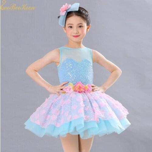 Girls Adult Ballet Tutu Dress Blue Costume Sequin Pink Flower Ballet Ballerina Performance Tutu Ballet Dance Dress For Women