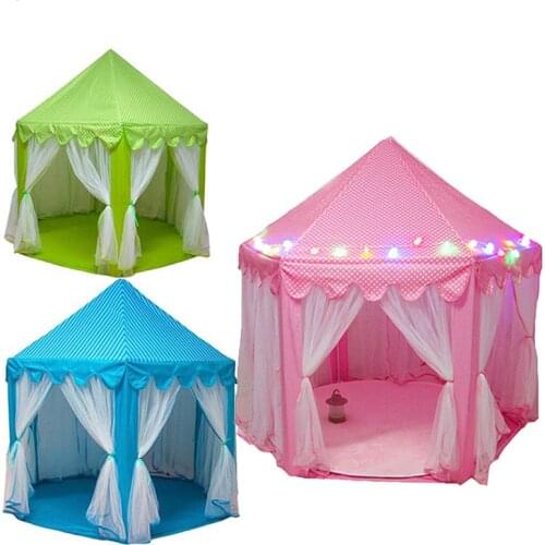 Play tent ball pit pool portable foldable tent princess tent with lamp play house castle toy gift for children kids girls baby